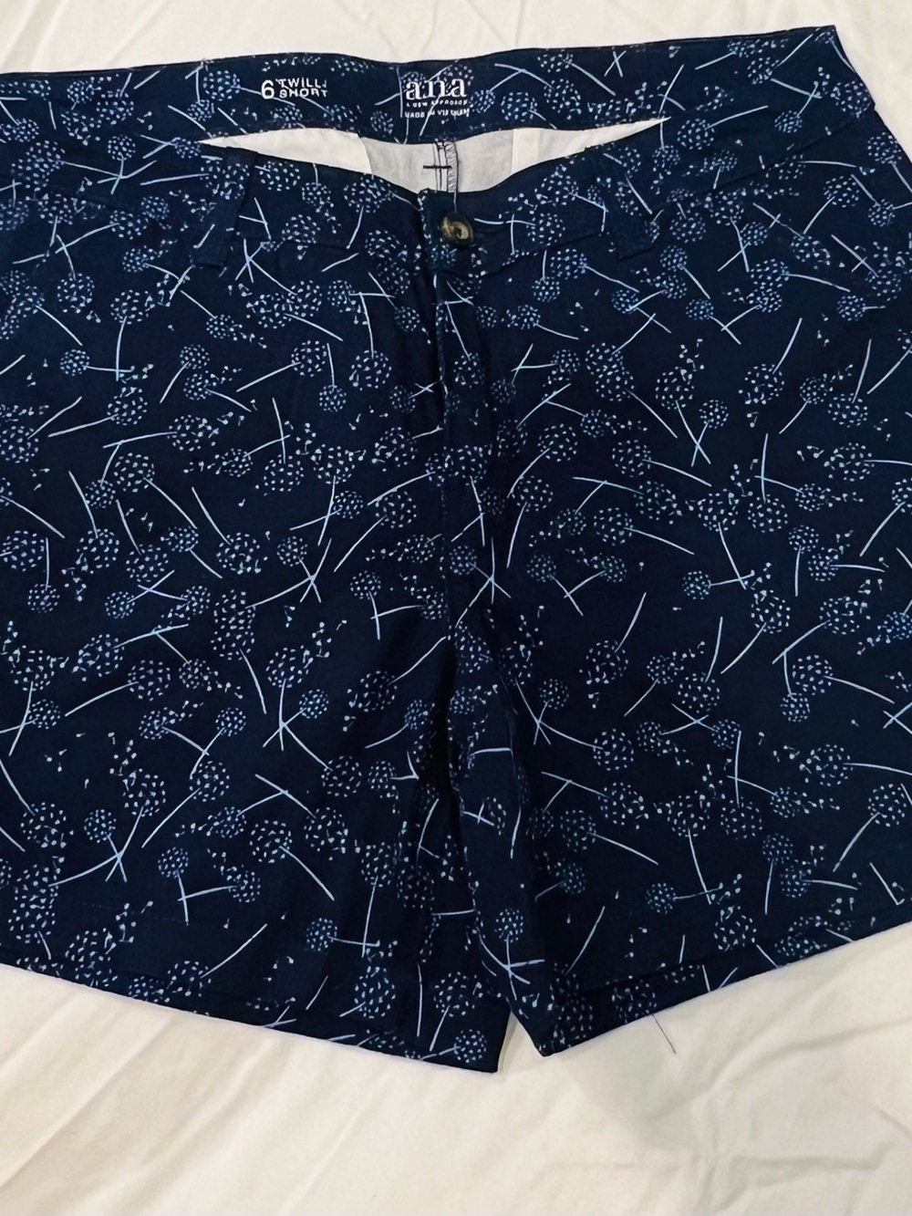 a.n.a Navy Dandelion-Print Men’s Swim Trunks